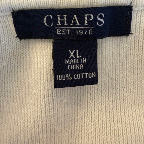 Chaps Ivory Cardigan with Black Accents - Picture 2 of 6